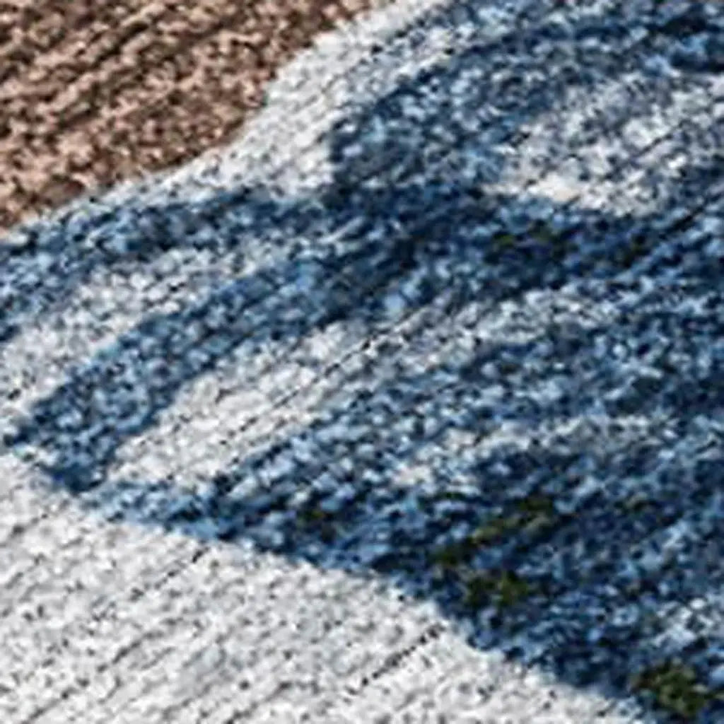 10' X 14' Brown Denim Blue And Ivory Snowmen Washable Indoor Outdoor Area Rug - Homeroots - Flyclothing LLC