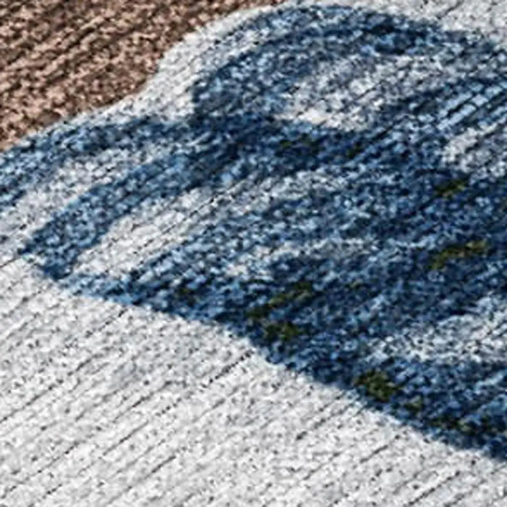 10' X 14' Brown Denim Blue And Ivory Snowmen Washable Indoor Outdoor Area Rug - Homeroots - Flyclothing LLC