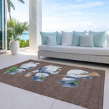 10' X 14' Brown Denim Blue And Ivory Snowmen Washable Indoor Outdoor Area Rug - Homeroots - Flyclothing LLC