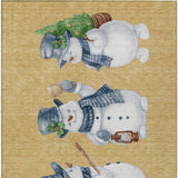 3' X 5' Gold Denim Blue And Ivory Snowmen Washable Indoor Outdoor Area Rug - Homeroots - Flyclothing LLC