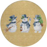 8' Gold Denim Blue And Ivory Round Snowmen Washable Indoor Outdoor Area Rug - Homeroots - Flyclothing LLC