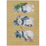 8' X 10' Gold Denim Blue And Ivory Snowmen Washable Indoor Outdoor Area Rug - Homeroots - Flyclothing LLC