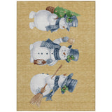 9' X 12' Gold Denim Blue And Ivory Snowmen Washable Indoor Outdoor Area Rug - Homeroots - Flyclothing LLC