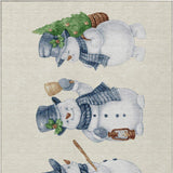 8' X 10' Ivory And Denim Blue Snowmen Washable Indoor Outdoor Area Rug - Homeroots - Flyclothing LLC