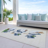 9' X 12' Ivory And Denim Blue Snowmen Washable Indoor Outdoor Area Rug - Homeroots - Flyclothing LLC