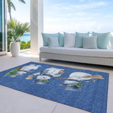 5' X 8' Navy Blue Denim Blue And Ivory Snowmen Washable Indoor Outdoor Area Rug - Homeroots - Flyclothing LLC