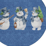 8' Navy Blue Denim Blue And Ivory Round Snowmen Washable Indoor Outdoor Area Rug - Homeroots - Flyclothing LLC