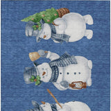 9' X 12' Navy Blue Denim Blue And Ivory Snowmen Washable Indoor Outdoor Area Rug - Homeroots - Flyclothing LLC