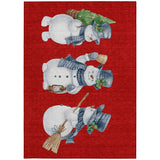 5' X 8' Red Denim Blue And Ivory Snowmen Washable Indoor Outdoor Area Rug - Homeroots - Flyclothing LLC