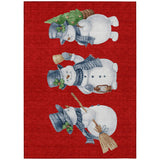 5' X 8' Red Denim Blue And Ivory Snowmen Washable Indoor Outdoor Area Rug - Homeroots - Flyclothing LLC