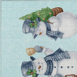 8' X 10' Sky Blue Denim Blue And Ivory Snowmen Washable Indoor Outdoor Area Rug - Homeroots - Flyclothing LLC