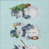 8' X 10' Sky Blue Denim Blue And Ivory Snowmen Washable Indoor Outdoor Area Rug - Homeroots - Flyclothing LLC