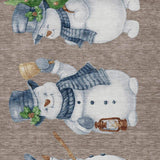 3' X 5' Taupe Denim Blue And Ivory Snowmen Washable Indoor Outdoor Area Rug - Homeroots - Flyclothing LLC