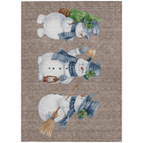 5' X 8' Taupe Denim Blue And Ivory Snowmen Washable Indoor Outdoor Area Rug - Homeroots - Flyclothing LLC