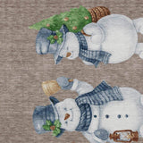 5' X 8' Taupe Denim Blue And Ivory Snowmen Washable Indoor Outdoor Area Rug - Homeroots - Flyclothing LLC