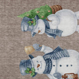 9' X 12' Taupe Denim Blue And Ivory Snowmen Washable Indoor Outdoor Area Rug - Homeroots - Flyclothing LLC