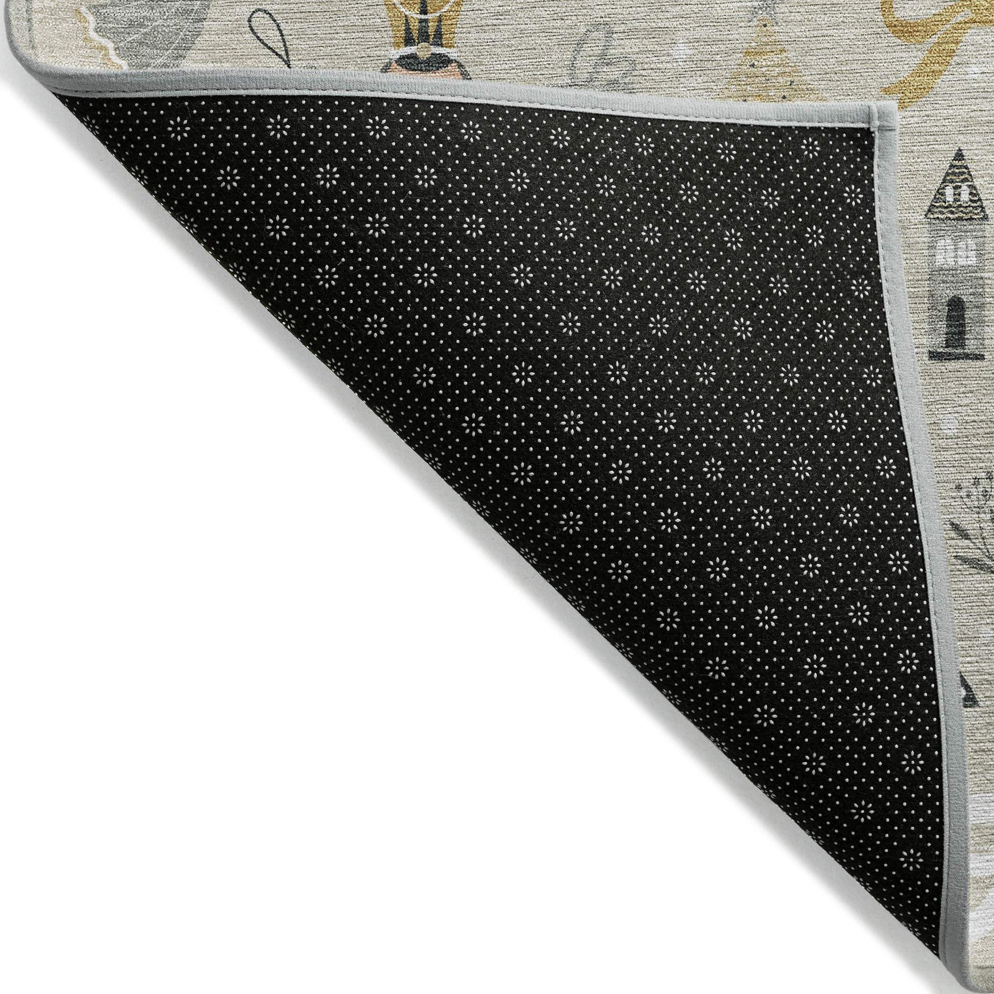 5' X 8' Beige Gold Black And Gray Nutcracker Washable Indoor Outdoor Area Rug - Homeroots - Flyclothing LLC