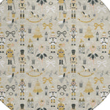 8' Beige Gold Black And Gray Round Nutcracker Washable Indoor Outdoor Area Rug - Homeroots - Flyclothing LLC