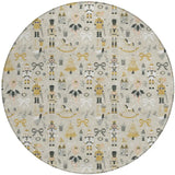 8' Beige Gold Black And Gray Round Nutcracker Washable Indoor Outdoor Area Rug - Homeroots - Flyclothing LLC