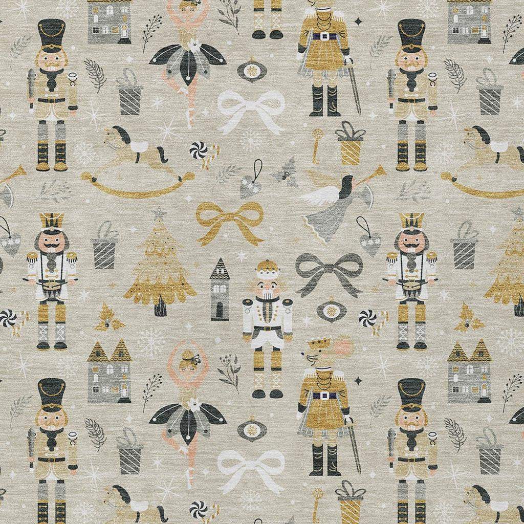 9' X 12' Beige Gold Black And Gray Nutcracker Washable Indoor Outdoor Area Rug - Homeroots - Flyclothing LLC