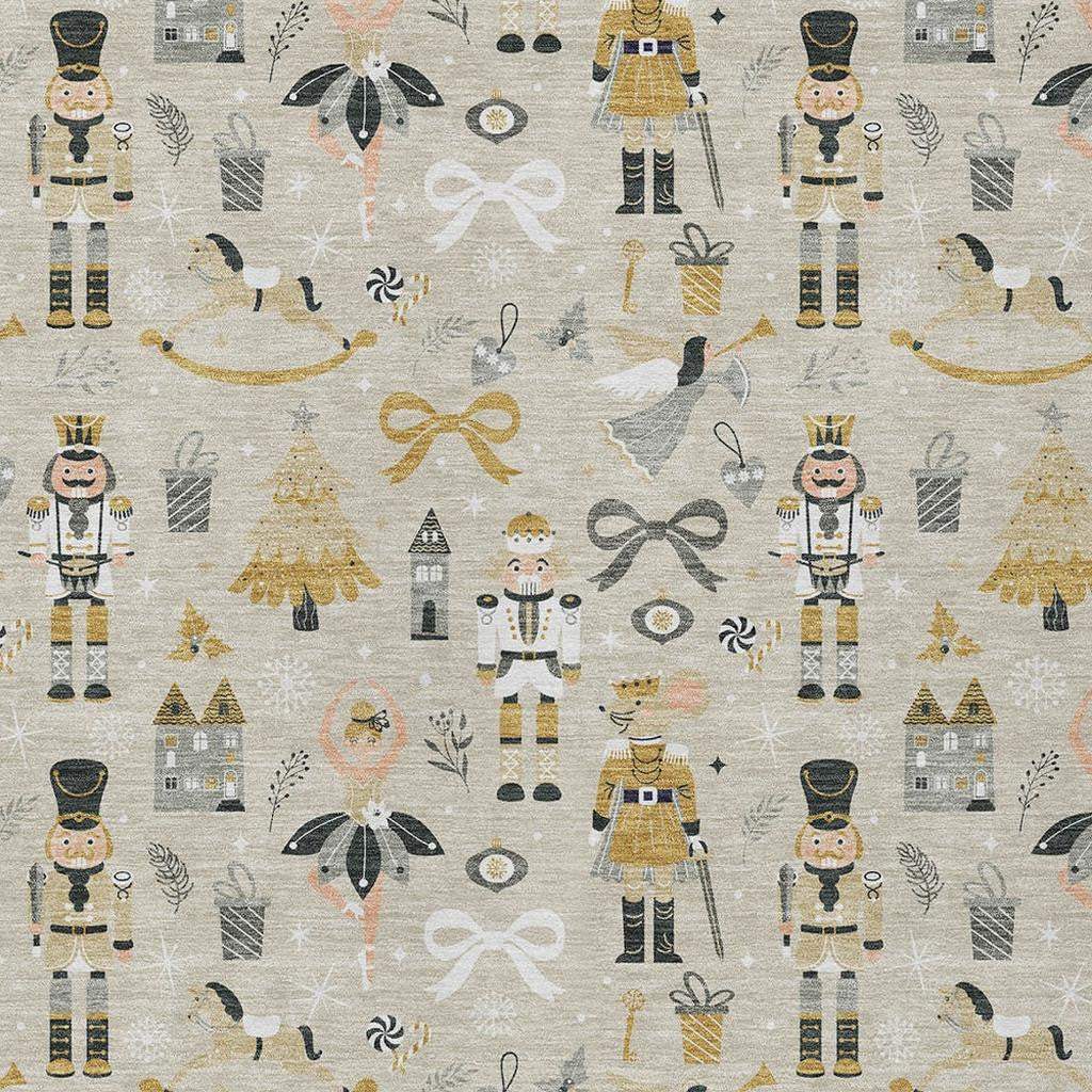 10' X 14' Beige Gold Black And Gray Nutcracker Washable Indoor Outdoor Area Rug - Homeroots - Flyclothing LLC
