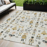 5' X 8' Ivory Gold Black And Gray Nutcracker Washable Indoor Outdoor Area Rug - Homeroots - Flyclothing LLC
