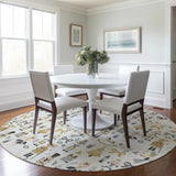 8' Ivory Gold Black And Gray Round Nutcracker Washable Indoor Outdoor Area Rug - Homeroots - Flyclothing LLC