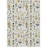 8' X 10' Ivory Gold Black And Gray Nutcracker Washable Indoor Outdoor Area Rug - Homeroots - Flyclothing LLC