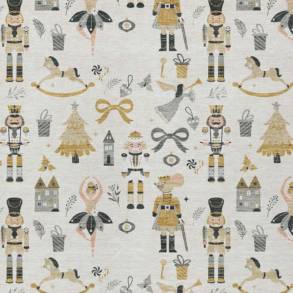10' X 14' Ivory Gold Black And Gray Nutcracker Washable Indoor Outdoor Area Rug - Homeroots - Flyclothing LLC