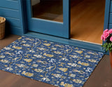 3' X 5' Navy Blue Gold Black And Gray Nutcracker Washable Indoor Outdoor Area Rug - Homeroots - Flyclothing LLC