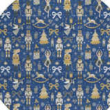 8' Navy Blue Gold Black And Gray Round Nutcracker Washable Indoor Outdoor Area Rug - Homeroots - Flyclothing LLC