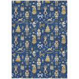 8' X 10' Navy Blue Gold Black And Gray Nutcracker Washable Indoor Outdoor Area Rug - Homeroots - Flyclothing LLC