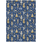 8' X 10' Navy Blue Gold Black And Gray Nutcracker Washable Indoor Outdoor Area Rug - Homeroots - Flyclothing LLC