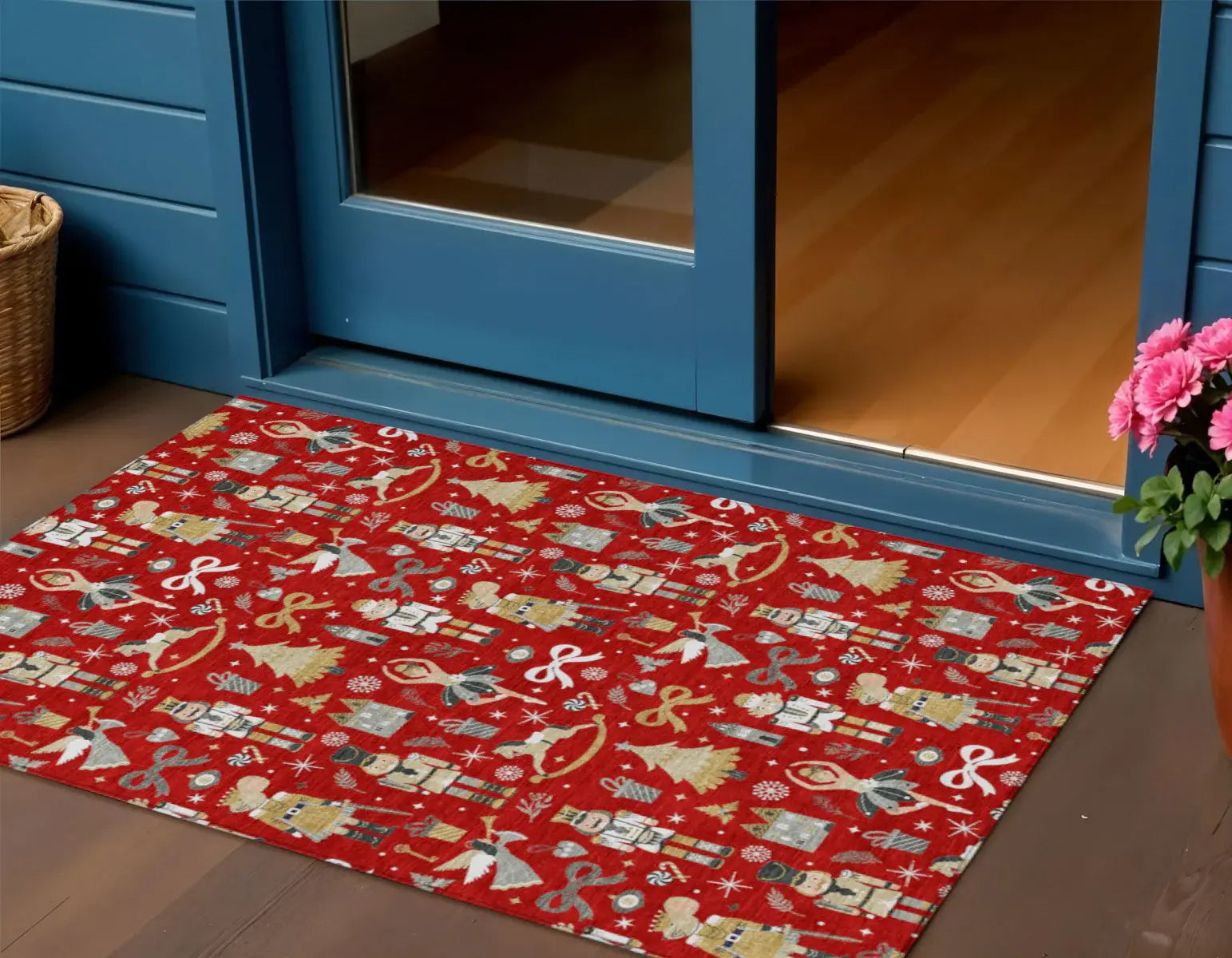 3' X 5' Red Gold Black And Gray Nutcracker Washable Indoor Outdoor Area Rug - Homeroots - Flyclothing LLC