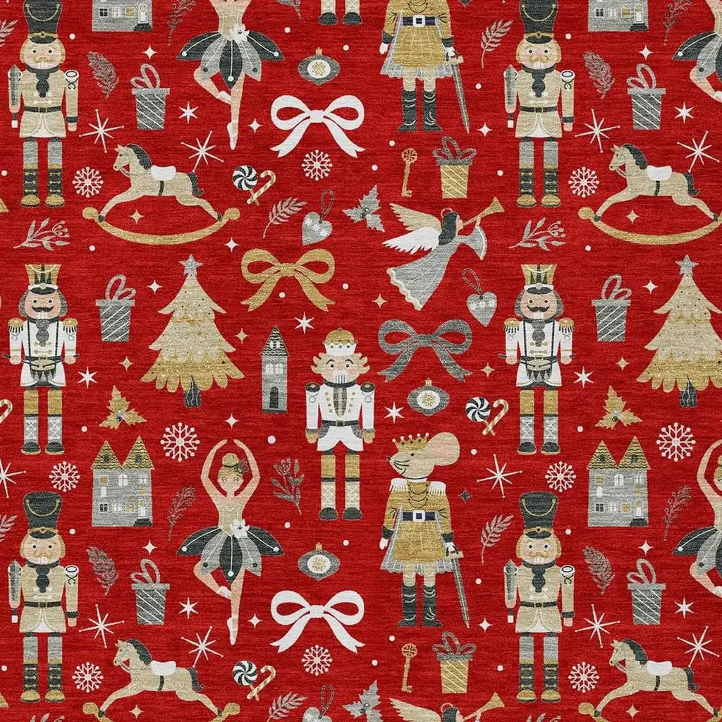 3' X 5' Red Gold Black And Gray Nutcracker Washable Indoor Outdoor Area Rug - Homeroots - Flyclothing LLC