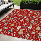 5' X 8' Red Gold Black And Gray Nutcracker Washable Indoor Outdoor Area Rug - Homeroots - Flyclothing LLC