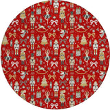 8' Red Gold Black And Gray Round Nutcracker Washable Indoor Outdoor Area Rug - Homeroots - Flyclothing LLC