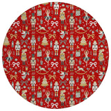 8' Red Gold Black And Gray Round Nutcracker Washable Indoor Outdoor Area Rug - Homeroots - Flyclothing LLC