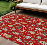 10' X 14' Red Gold Black And Gray Nutcracker Washable Indoor Outdoor Area Rug - Homeroots - Flyclothing LLC