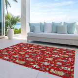 10' X 14' Red Gold Black And Gray Nutcracker Washable Indoor Outdoor Area Rug - Homeroots - Flyclothing LLC
