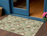 3' X 5' Artichoke Green Brown And Beige Stars Washable Indoor Outdoor Area Rug - Homeroots - Flyclothing LLC