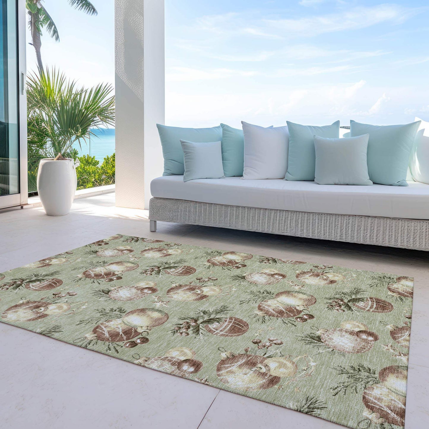 3' X 5' Artichoke Green Brown And Beige Stars Washable Indoor Outdoor Area Rug - Homeroots - Flyclothing LLC