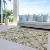 3' X 5' Artichoke Green Brown And Beige Stars Washable Indoor Outdoor Area Rug - Homeroots - Flyclothing LLC