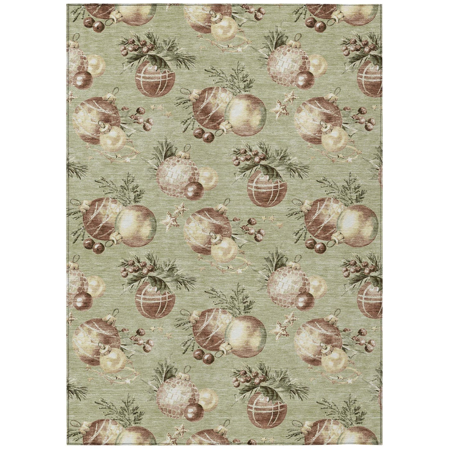 3' X 5' Artichoke Green Brown And Beige Stars Washable Indoor Outdoor Area Rug - Homeroots - Flyclothing LLC