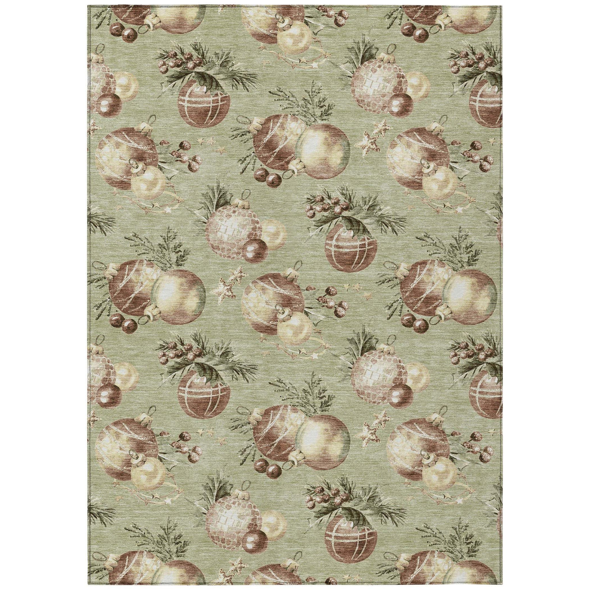 3' X 5' Artichoke Green Brown And Beige Stars Washable Indoor Outdoor Area Rug - Homeroots - Flyclothing LLC