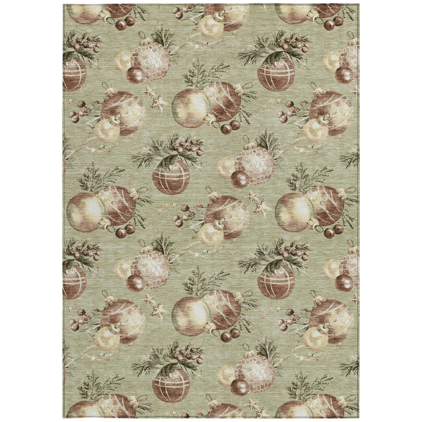 5' X 8' Artichoke Green Brown And Beige Stars Washable Indoor Outdoor Area Rug - Homeroots - Flyclothing LLC