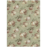5' X 8' Artichoke Green Brown And Beige Stars Washable Indoor Outdoor Area Rug - Homeroots - Flyclothing LLC