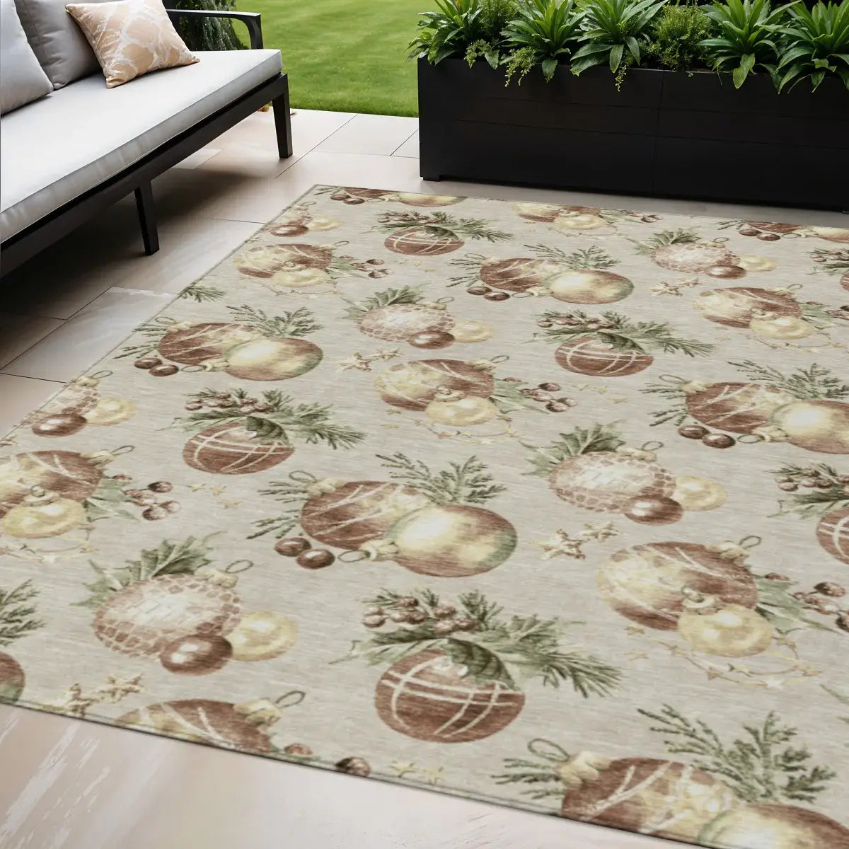 5' X 8' Beige Brown And Ivory Stars Washable Indoor Outdoor Area Rug - Homeroots - Flyclothing LLC