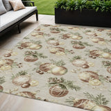 5' X 8' Beige Brown And Ivory Stars Washable Indoor Outdoor Area Rug - Homeroots - Flyclothing LLC
