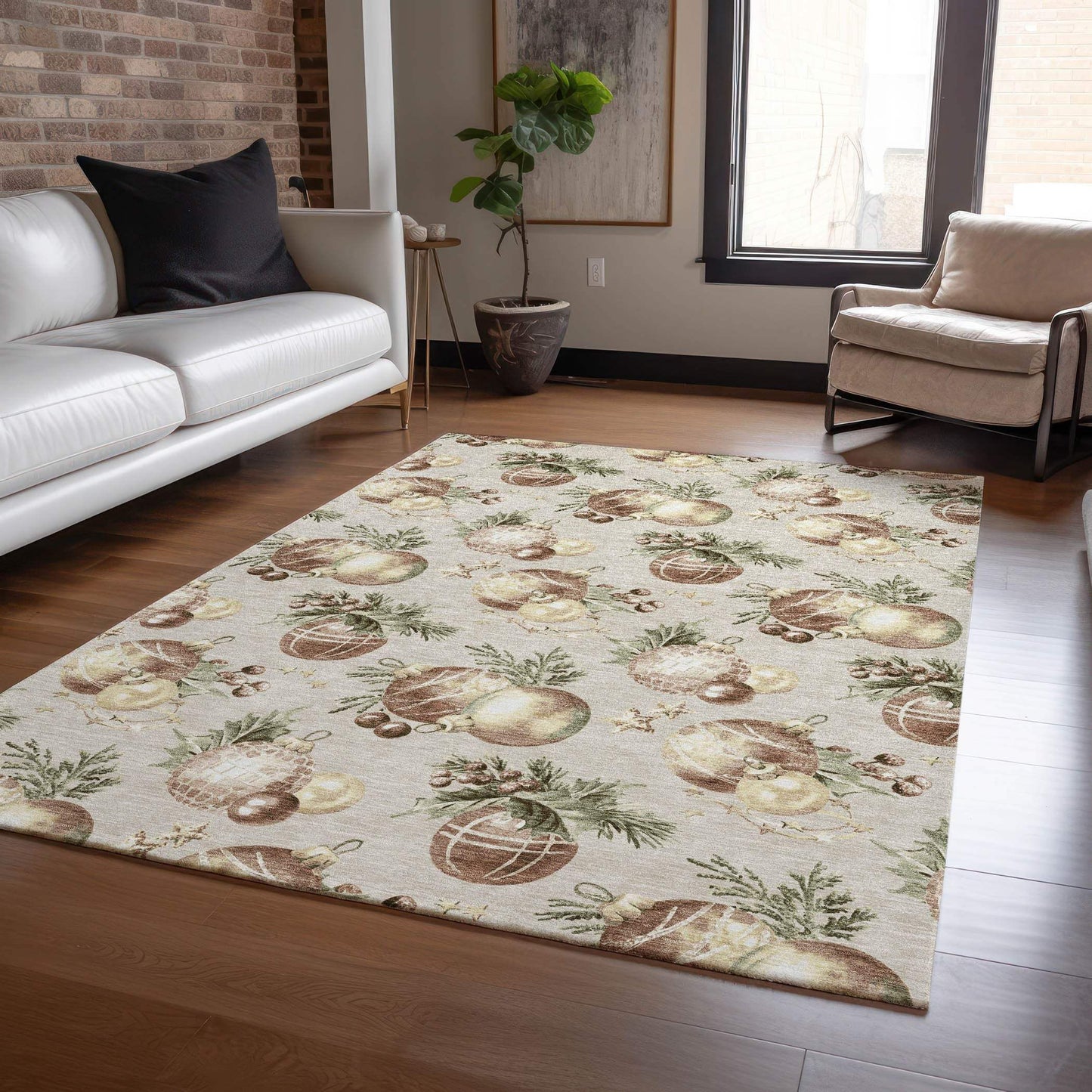 5' X 8' Beige Brown And Ivory Stars Washable Indoor Outdoor Area Rug - Homeroots - Flyclothing LLC